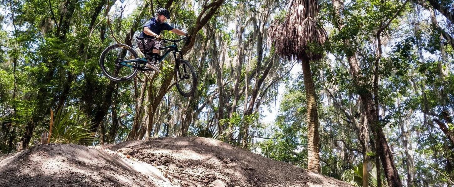 Mountain Biker on a bike track at Alafia River State Park